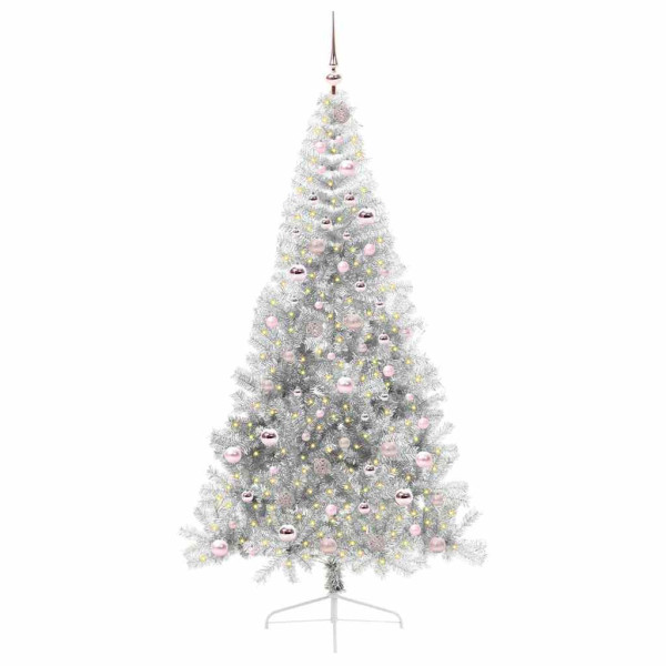 Árbol de Navidad Artificial Preiluminado Plateado 210 cm PET M 3