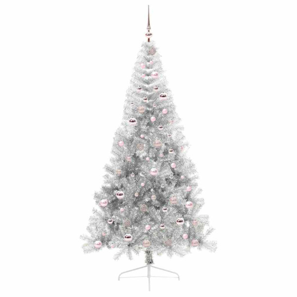 Árbol de Navidad Artificial Preiluminado Plateado 210 cm PET M 4