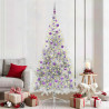 Árbol de Navidad Artificial Preiluminado Plateado 210 cm PET 1