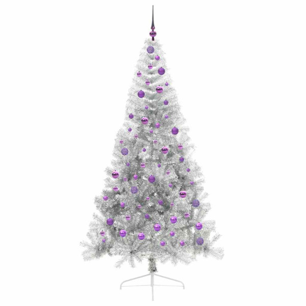 Árbol de Navidad Artificial Preiluminado Plateado 210 cm PET M 4