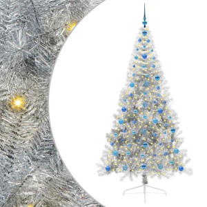Árbol de Navidad Artificial Preiluminado Plateado 210 cm PET H