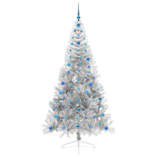 Árbol de Navidad Artificial Preiluminado Plateado 210 cm PET M 4