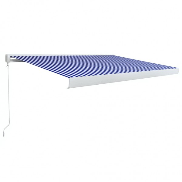Toldo de carrete manual azul y blanco 400x300 cm D