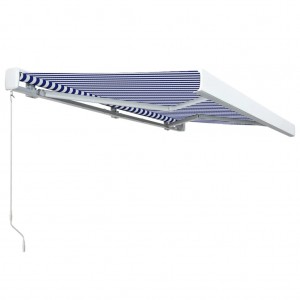 Toldo manual com caixa 400x300 cm azul e branco H