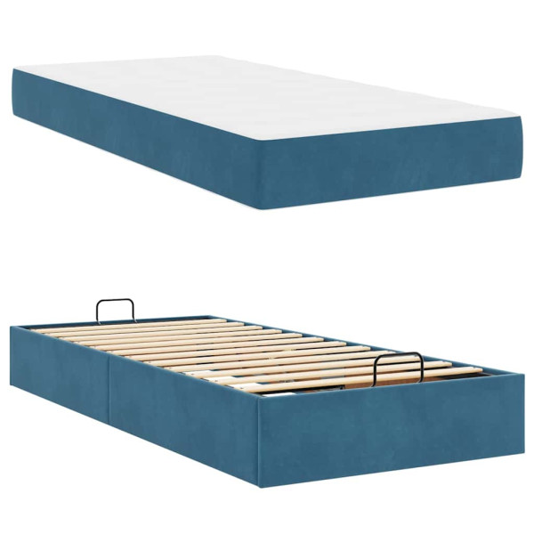 Estructura de cama con colchón Azul 80 x 200 cm Terciopelo M 5