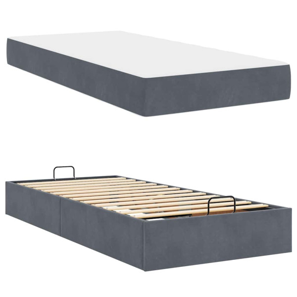 Estructura de cama Gris oscuro 90 x 190 cm Terciopelo M 5