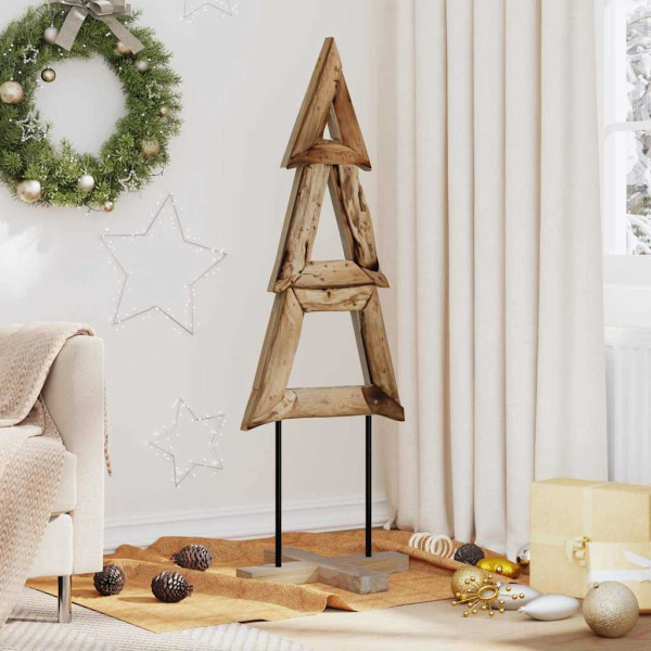 Árbol de Navidad Marrón 120 cm Madera de teca maciza D