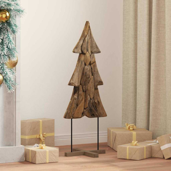 Árbol de Navidad con soporte Marrón 90 cm Madera de teca maciza D