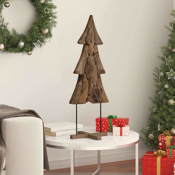 Árbol de Navidad con soporte Marrón 90 cm Madera de teca maciza M 3