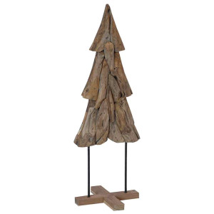Árbol de Navidad Marrón 120 cm Madera de teca maciza H