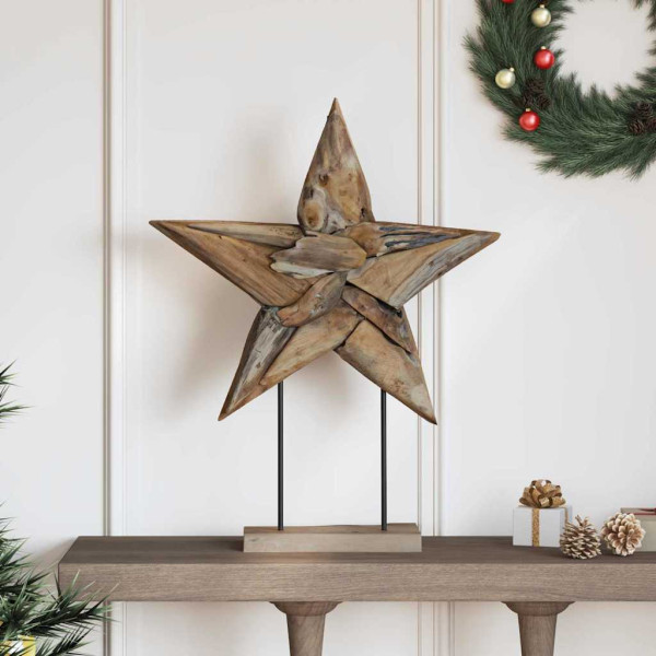 Estrella de Navidad Marrón 60 x 5 x 75 cm Madera de teca maciza D