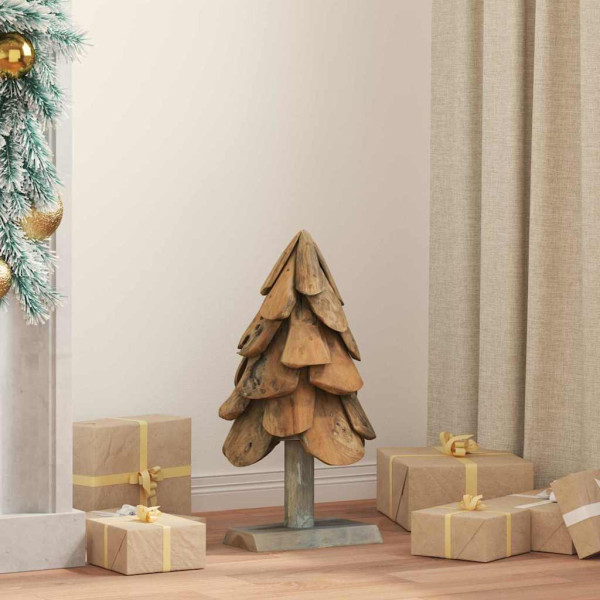 Árbol de Navidad con soporte Marrón 60 cm Madera de teca maciza D