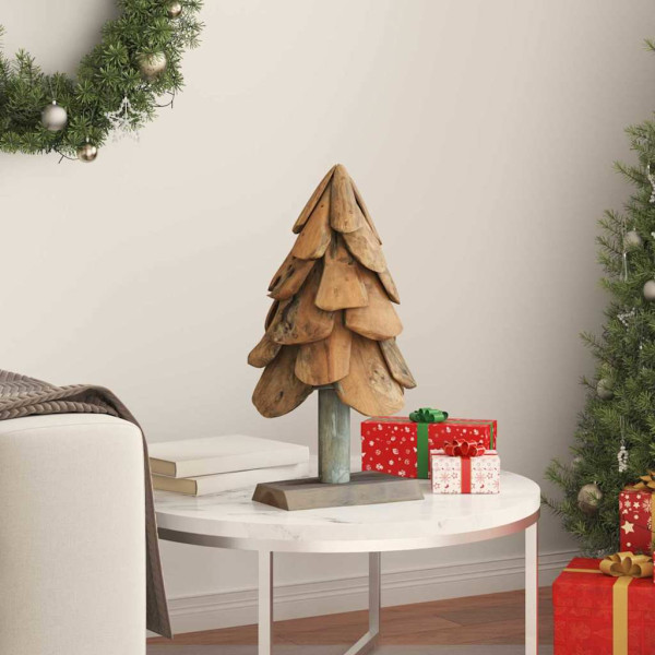 Árbol de Navidad con soporte Marrón 60 cm Madera de teca maciza M 3