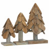 Árbol de Navidad con soporte 3 pcs Marrón Madera de teca maciza 2