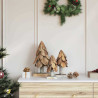 Árbol de Navidad con soporte 3 pcs Marrón Madera de teca maciza 3
