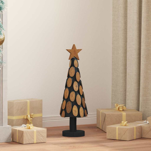 Árbol de Navidad con soporte Marrón 60 cm Madera de teca maciza D