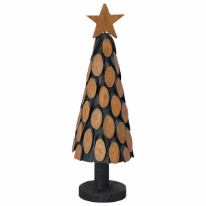 Árbol de Navidad con soporte Marrón 60 cm Madera de teca maciza H