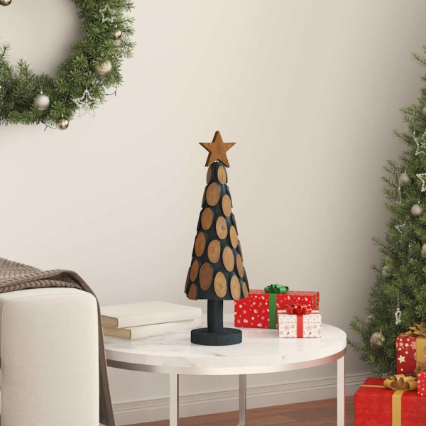 Árbol de Navidad con soporte Marrón 60 cm Madera de teca maciza M 3