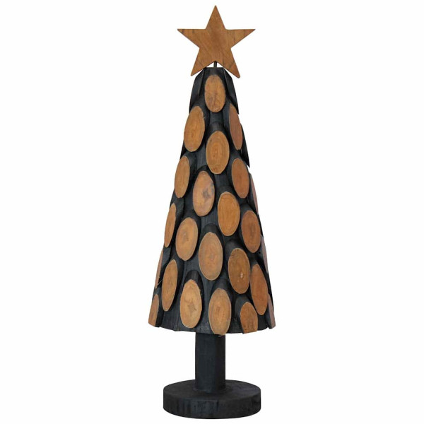 Árbol de Navidad con soporte Marrón 60 cm Madera de teca maciza M 4