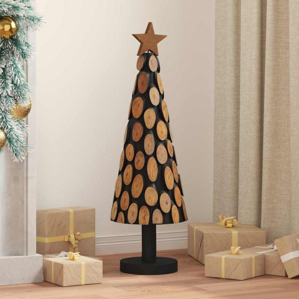 Árbol de Navidad con soporte Marrón 90 cm Madera de teca maciza D