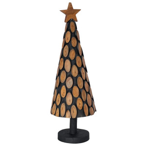 Árbol de Navidad con soporte Marrón 90 cm Madera de teca maciza H