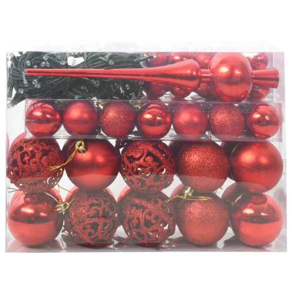 Juego de Esferas de Navidad con 150 LED 61 pcs Rojo Plástico M 3