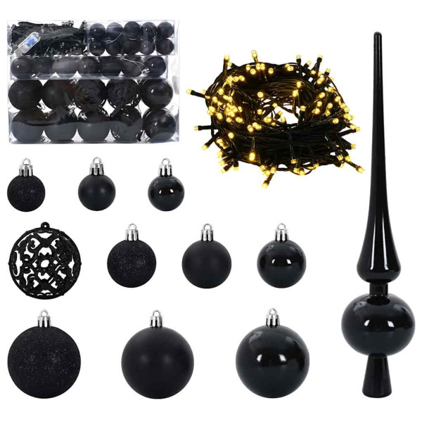 Juego de Esferas de Navidad con 150 LED 61 pcs Negro Plástico M 2