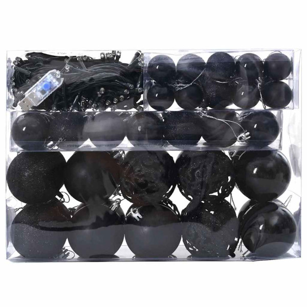 Juego de Esferas de Navidad con 150 LED 61 pcs Negro Plástico M 3