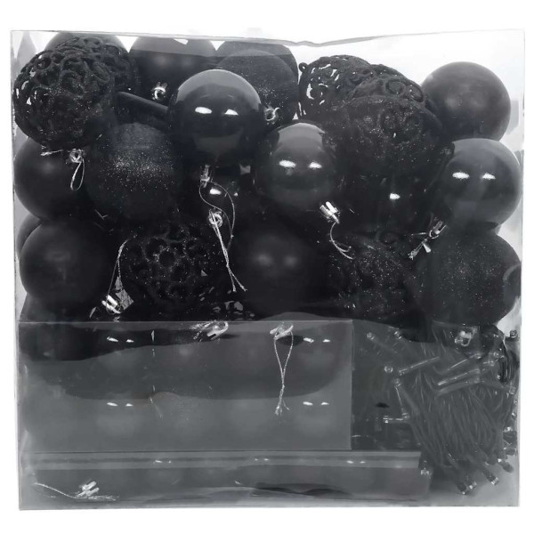 Juego de Esferas de Navidad con 300 LED 120 pcs Negro Plástico M 3