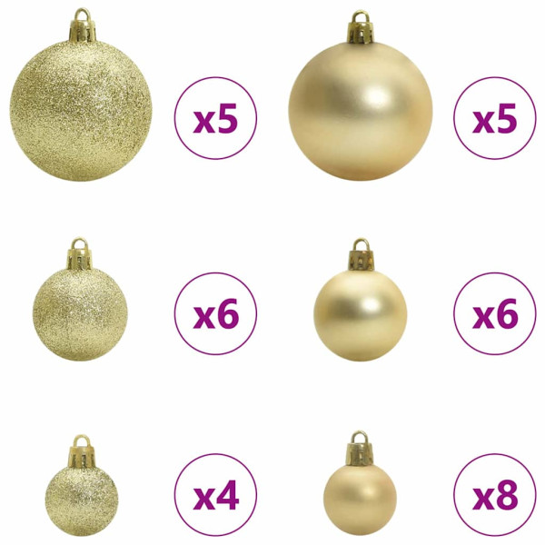 Juego de Esferas de Navidad con 150 LED 61 pcs Dorado Plástico M 4