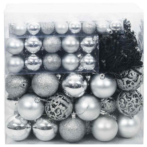 Juego de Esferas de Navidad 120 pcs Plateado Plástico M 3