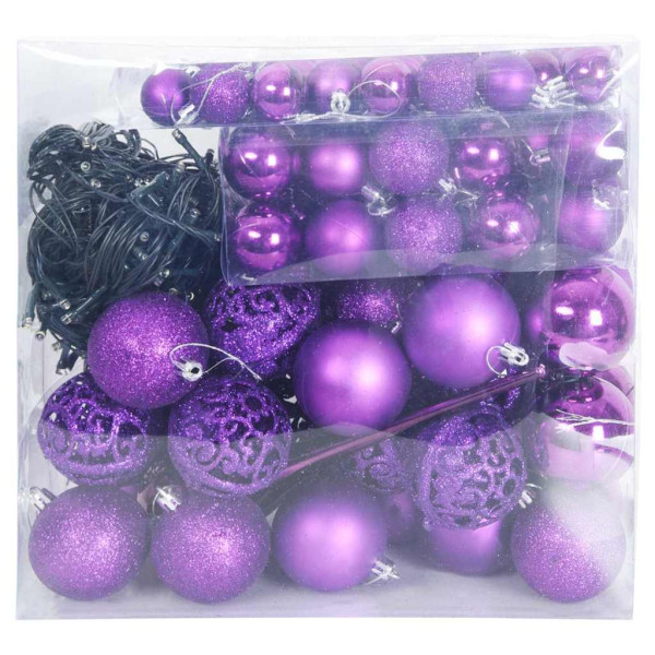 Juego de Esferas de Navidad con 300 LED 120 pcs Lila Plástico M 3