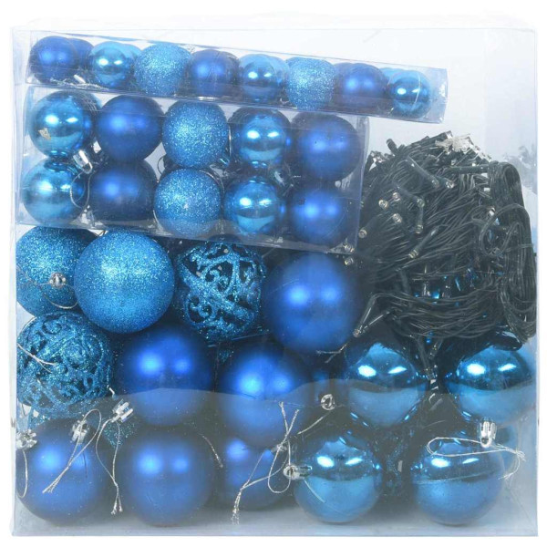 Juego de Esferas de Navidad con 300 LED 120 pcs Azul Plástico M 3