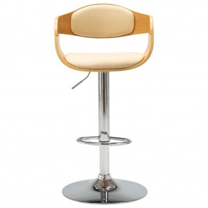 Taburetes de cocina 2 uds madera curvada cuero sintético crema H