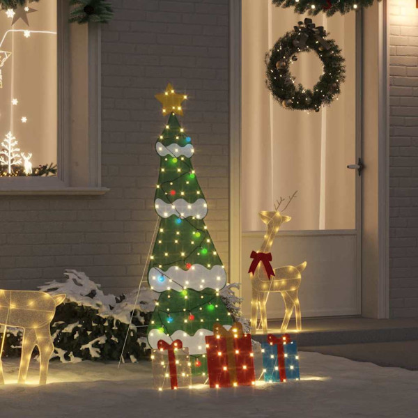 Árbol de Navidad iluminado con 3 cajas de regalo 2D blanca cálida D
