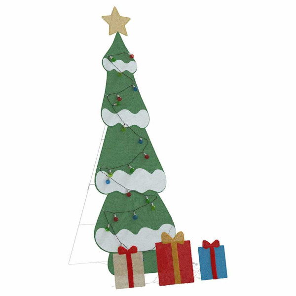 Árbol de Navidad iluminado con 3 cajas de regalo 2D blanca cálida M 4