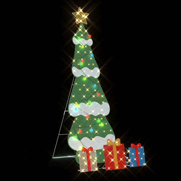 Árbol de Navidad iluminado con 3 cajas de regalo 2D blanca cálida M 5