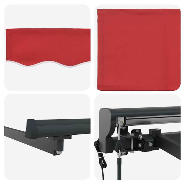 Toldo Retráctil Rojo 350x250 cm Poliéster y aluminio y tela M 7