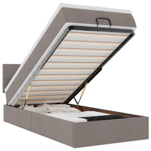 Estructura de cama otomana colchón tela gris pardo 80x200cm H