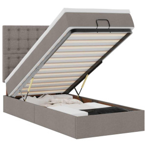 Estructura de cama otomana colchón tela gris pardo 80x200cm H