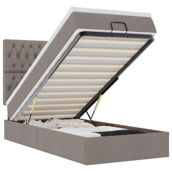 Estructura de cama otomana colchón tela gris pardo 80x200cm M 2