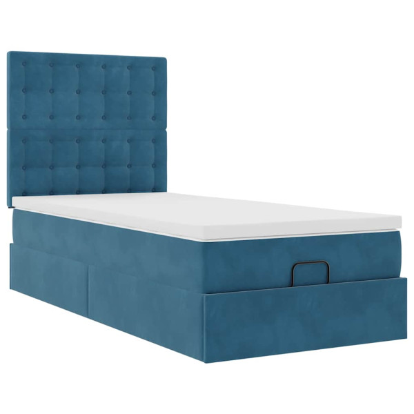 Estructura cama otomana colchones terciopelo azul oscuro M 5