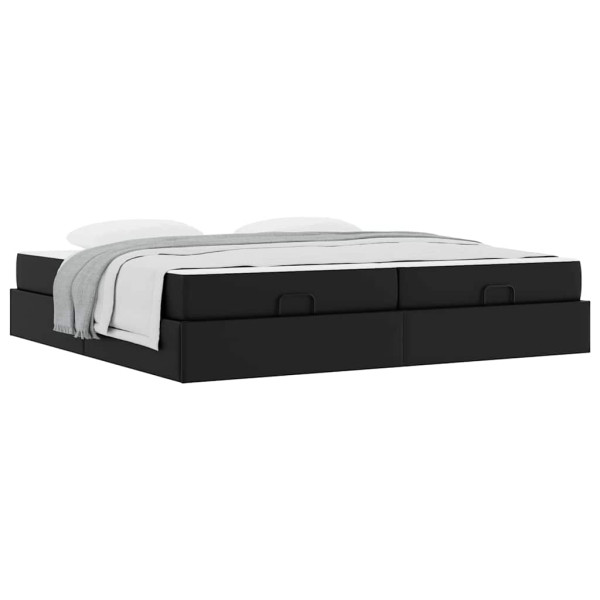 Estructura de cama con colchón con colchón Negro 200 x 200 cm M 3