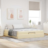 Estructura de cama con almacenamiento Crema 180 x 200 cm tela 1