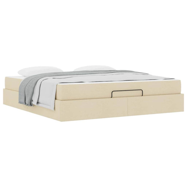 Estructura de cama con almacenamiento Crema 180 x 200 cm tela M 3