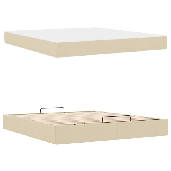 Estructura de cama con almacenamiento Crema 180 x 200 cm tela M 5