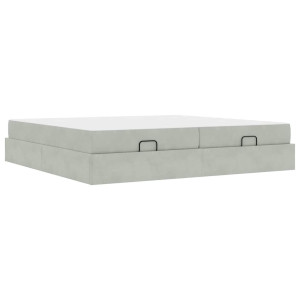 Estructura de cama Gris claro 200 x 200 cm Terciopelo H