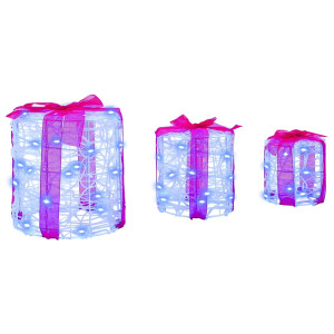 Decoración de Caja de Regalo 3 pcs Azul 20 x 20 x 21 cm H