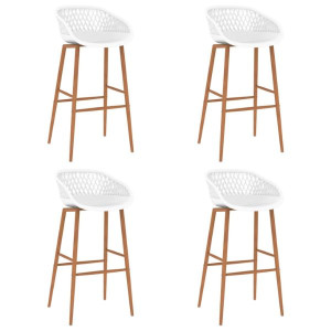 Mesa alta y taburetes de bar 5 piezas negro y blanco H