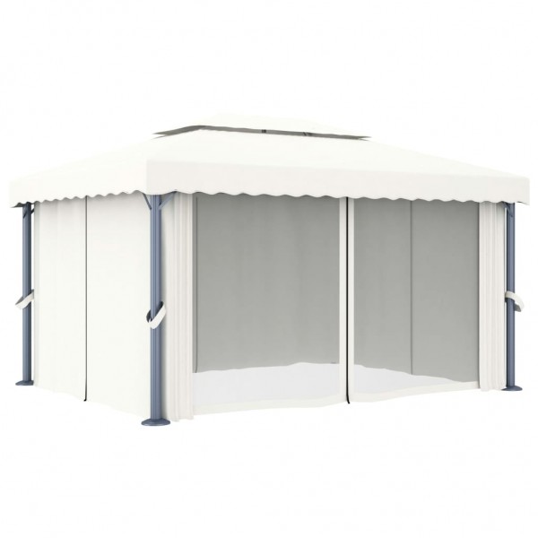 Gazebo com cortina 4x3 m alumínio branco nata M 3